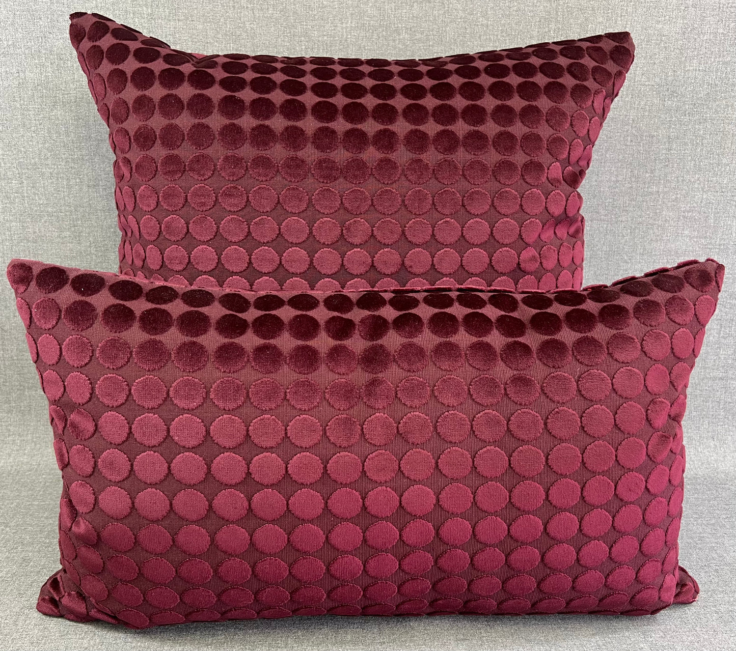 Luxury Pillow - 24" x 24" - Sophisticate; Burgundy elegant fabric with raised velvet dots