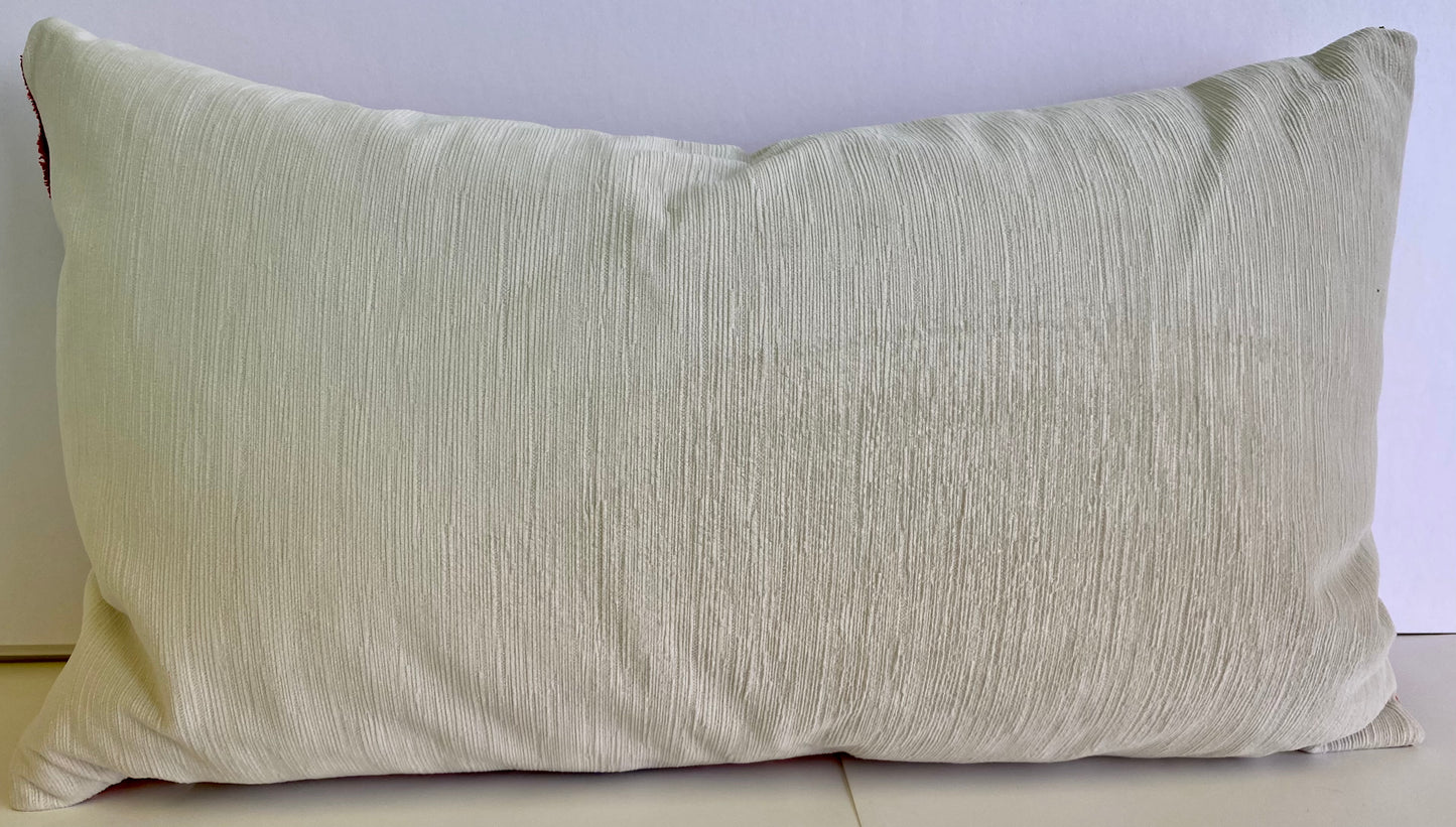 Luxury Lumbar Pillow - 24" x 14" - Dandy; A rainbow of embroidery with slubs