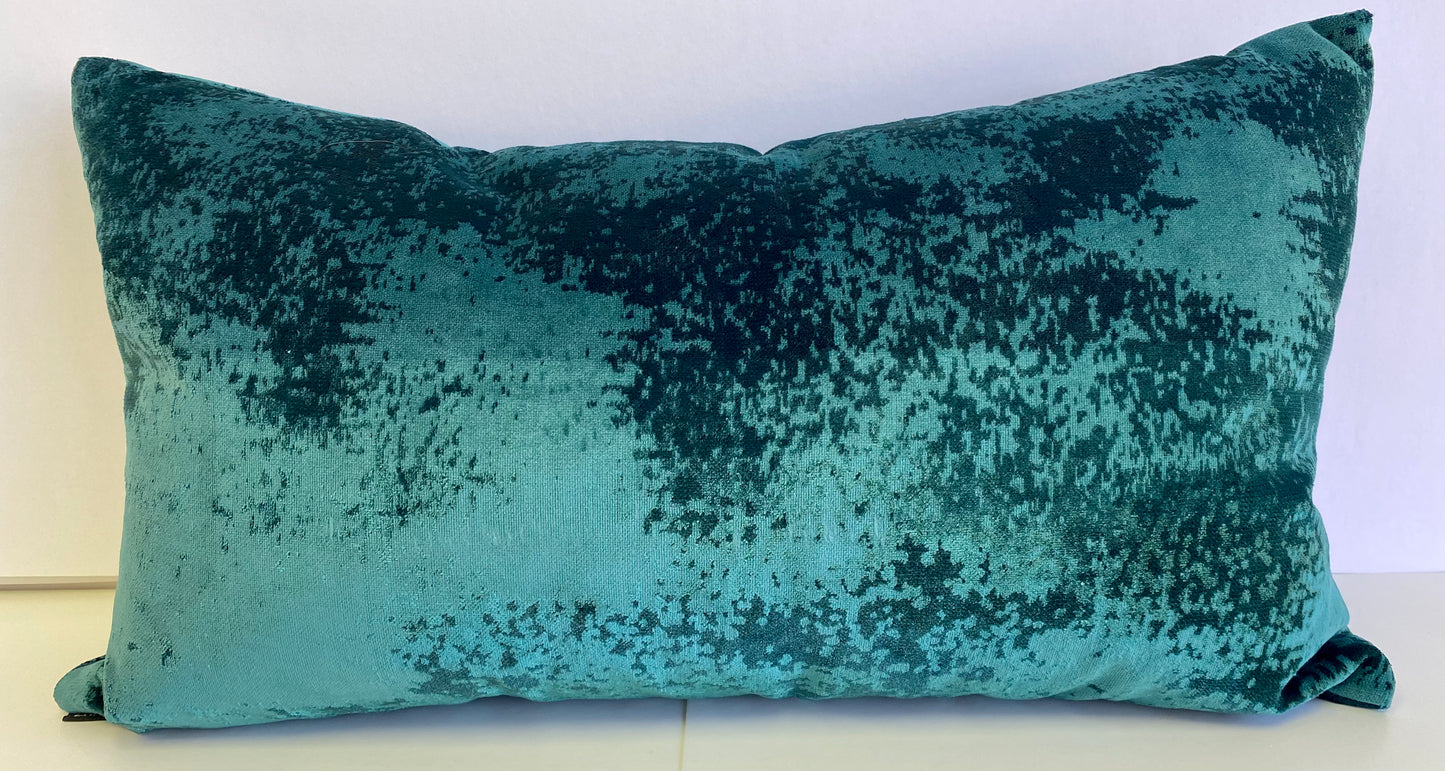 Luxury Lumbar Pillow - 24" x 14" -  Grated-Emerald