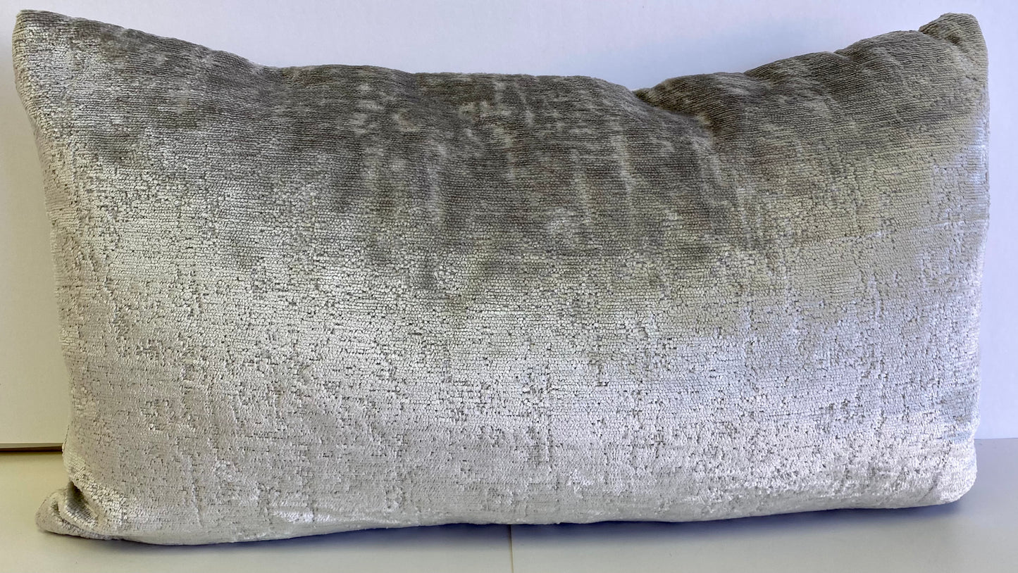 Luxury Lumbar Pillow - 24" x 14" - Hamlet-Dove; Soft creamy silver textural pillow