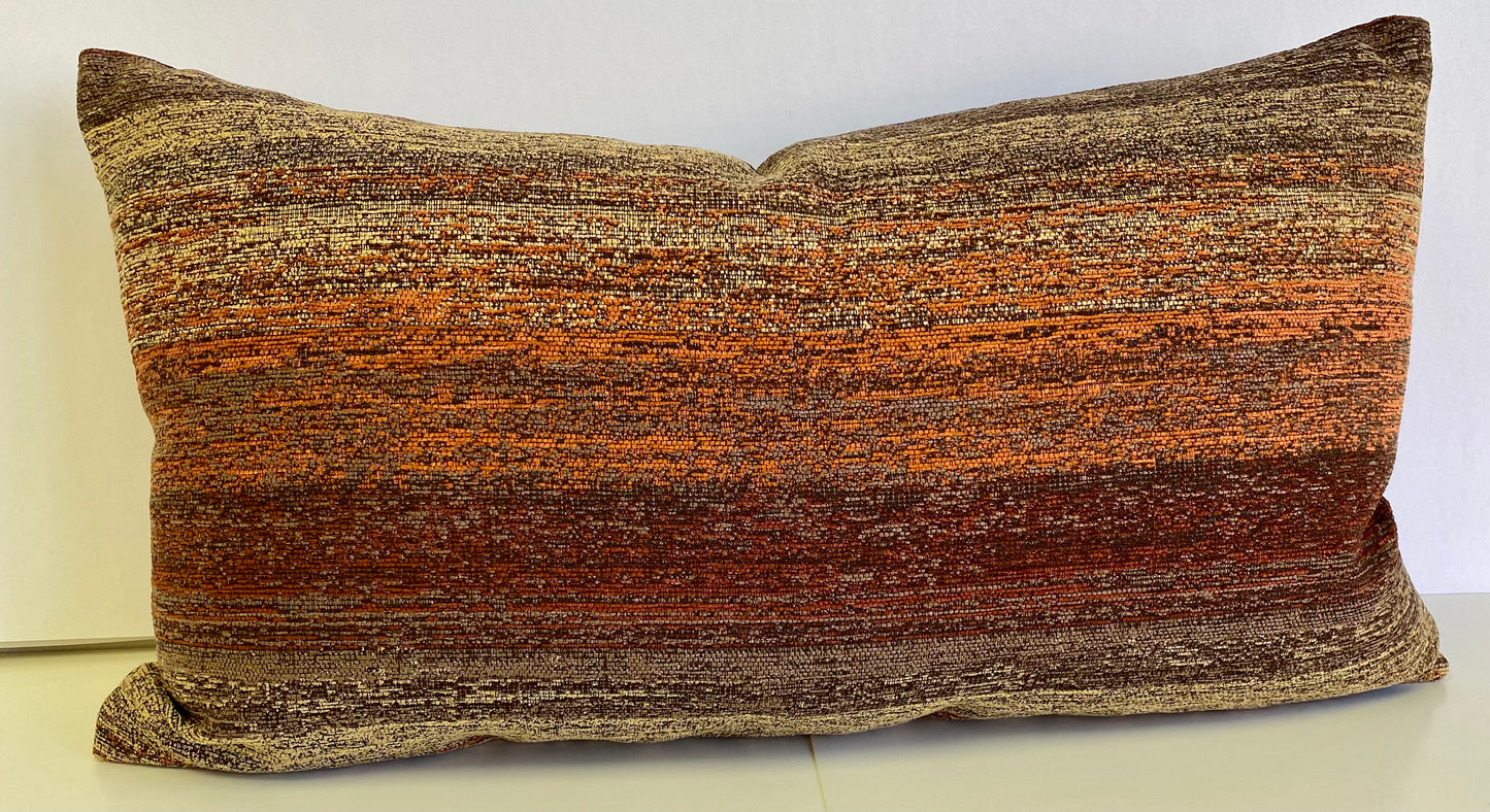 Luxury Lumbar Pillow - 24" x 14" - Landscape Lumbar-Spice; Stripes in autumnal tones, soft to the touch