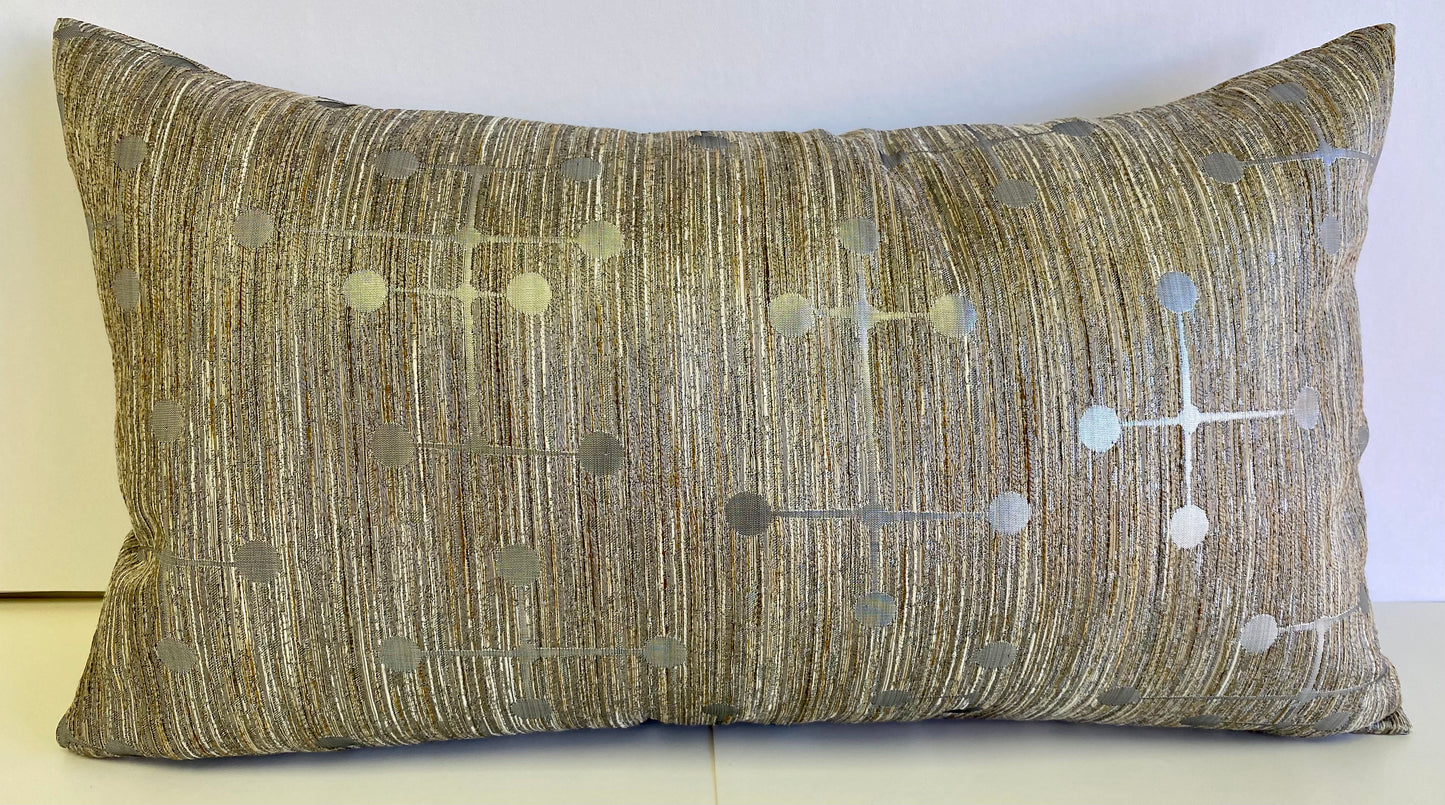 Luxury Lumbar Pillow - 24" x 14" - Morse Lumbar-Silver; Atomic motif in silver