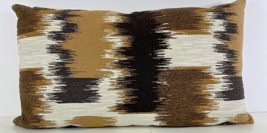Luxury Lumbar Pillow - 24" x 14" -  Nila Max Caramel; Caramel, brown and black scrubbed together on a stone ground