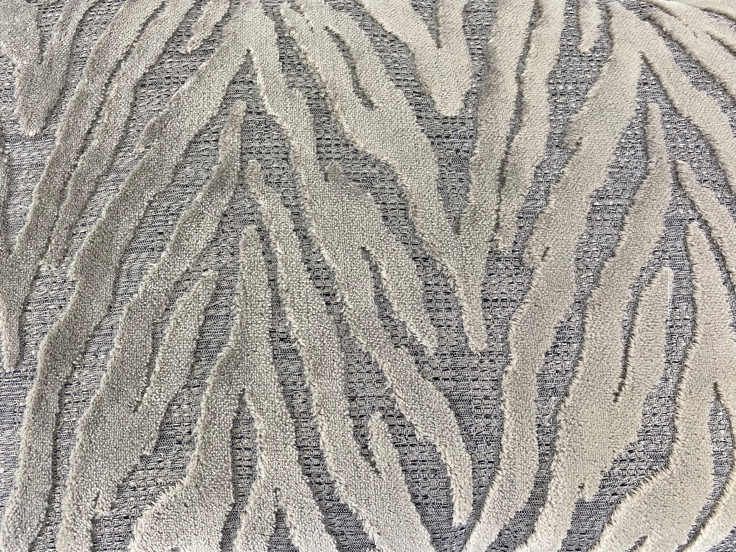 Luxury Lumbar Pillow - 24" x 14" - Wild Side; Animal style chevrons in graphite grey on a grey ground.