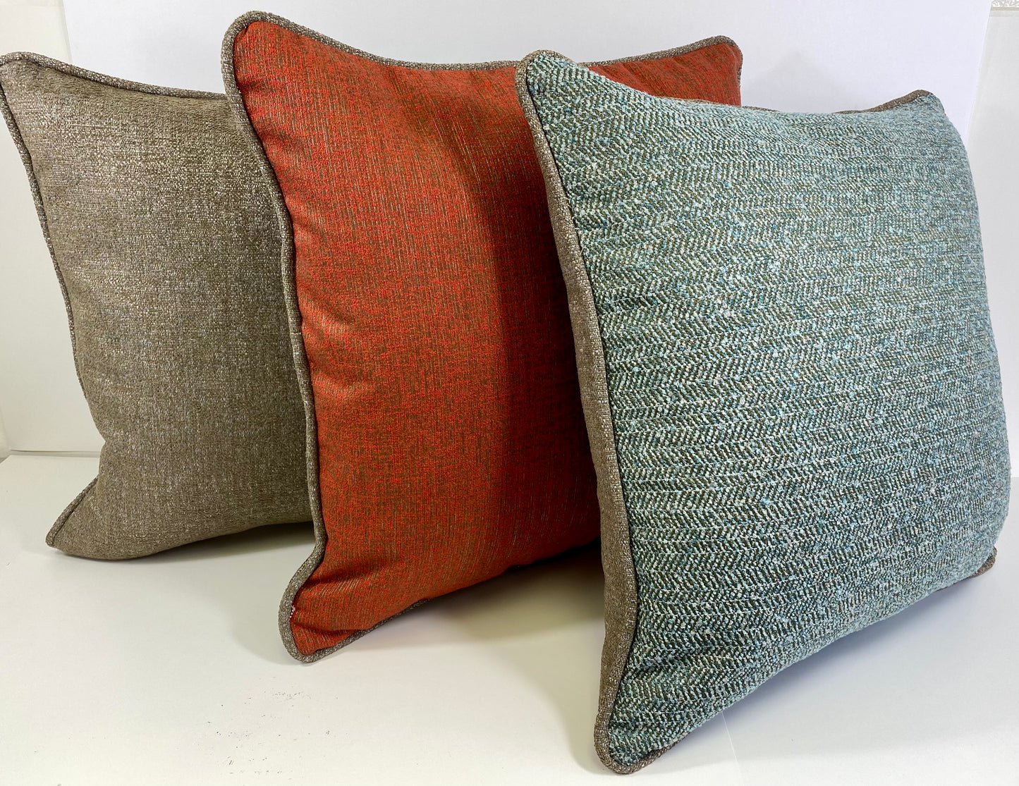 Luxury Outdoor Pillow - 22" x 22" - Maui - Rockpool; Sunbrella, or equivalent, fabric with fiber fill