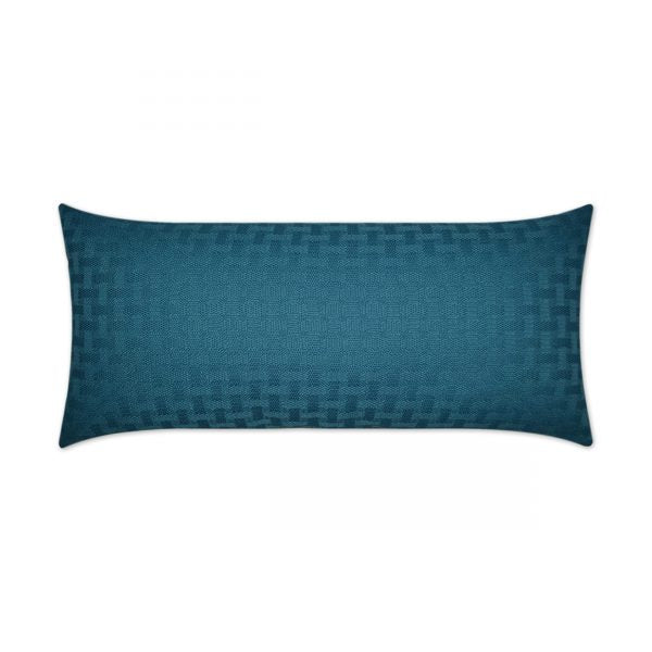 Luxury Outdoor Lumbar Pillow - 22" x 12" - Carmel Weave-Turquoise; Sunbrella, or equivalent, fabric with fiber fill