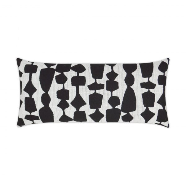 Luxury Outdoor Lumbar Pillow - 22" x 12" - Freya - Black
