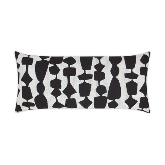 Luxury Outdoor Lumbar Pillow - 22" x 12" - Freya - Black