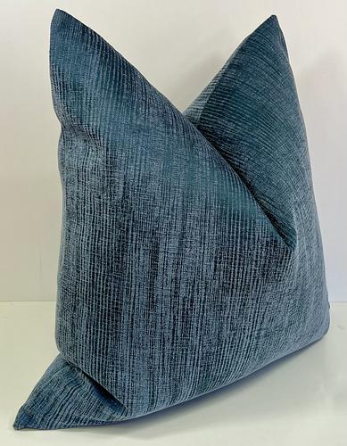 Luxury Pillow -  24" x 24" -Coronado Blue; A subtle verticle striped denim blue textured fabric.