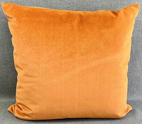 Luxury Pillow - 24” x 24” -Cinnamon Velvet; Bright Orange solid in a creamy smooth velvet fabric on both sides