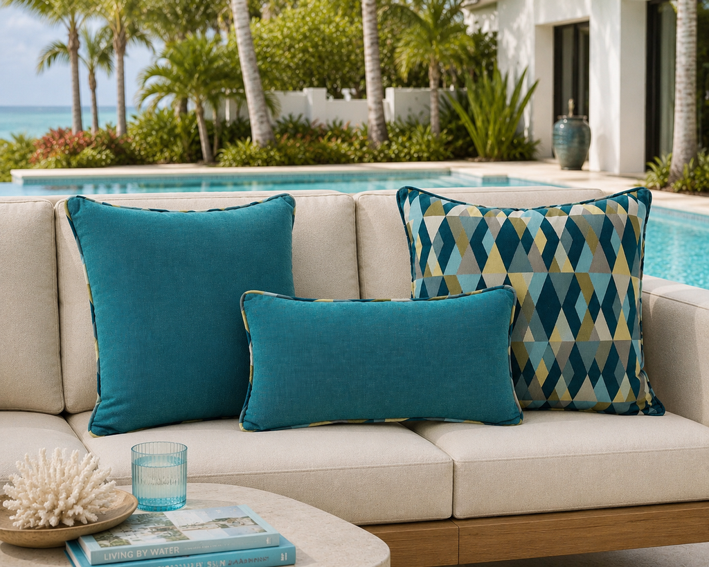 Luxury Outdoor Pillow – 22" × 22" – Harlequin Kaleidoscope