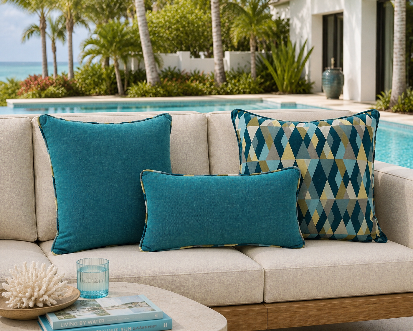 Luxury Outdoor Pillow – 22" × 22" – Harlequin Kaleidoscope