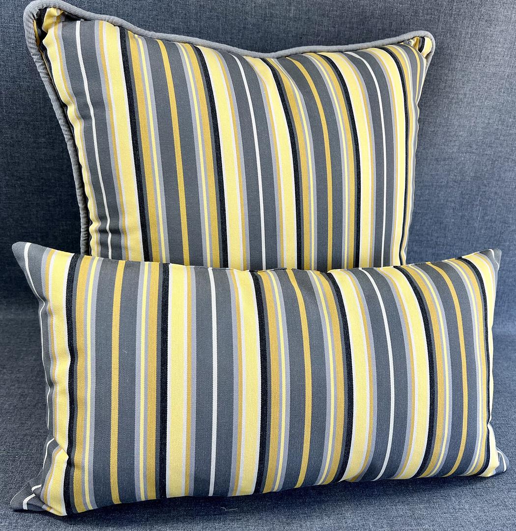 Luxury Outdoor Lumbar Pillow - 22" x 12"- Seville Stripe No Piping