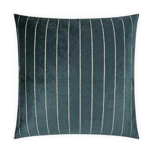 Luxury Pillow -  24" x 24" -Bizete Blue ; Blue plush fabric with ivory stripes and an ivory back