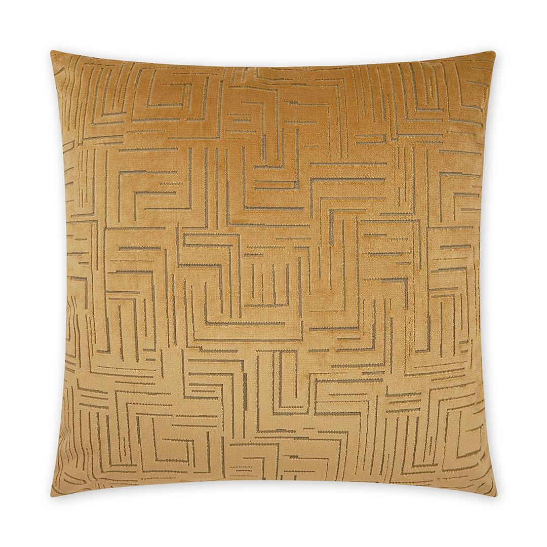 Luxury Pillow -  24" x 24" -  Klint-Gold. A soft gold fabric with a maze of thin grey lines