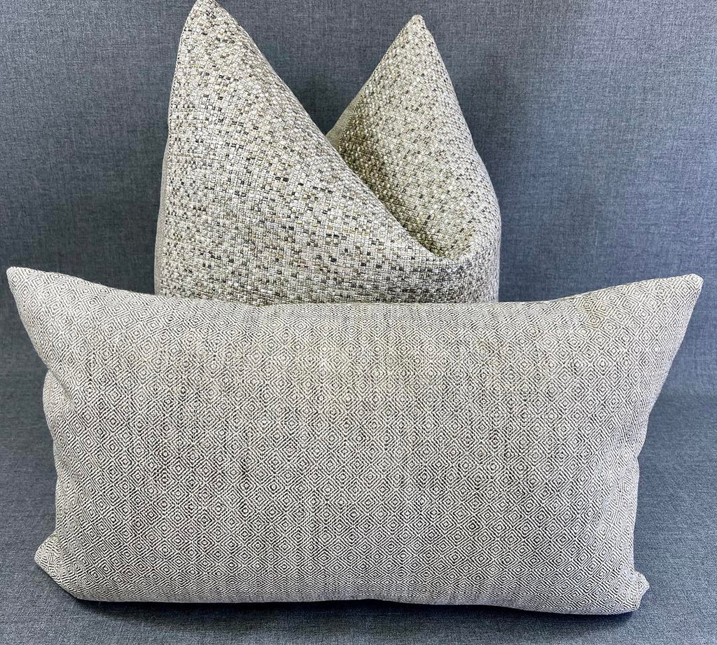 Luxury Pillow - 24" x 24" - Chadford Blue Soft Stripes Of Blue And Grey On A Cream Colored Background 24