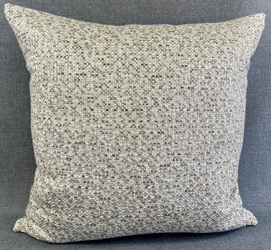 Luxury Pillow -  24" x 24" -  Thunderbird- Granite. Heavily textured fabric of tans, greys, browns, and charcoal with a diamond back pattern