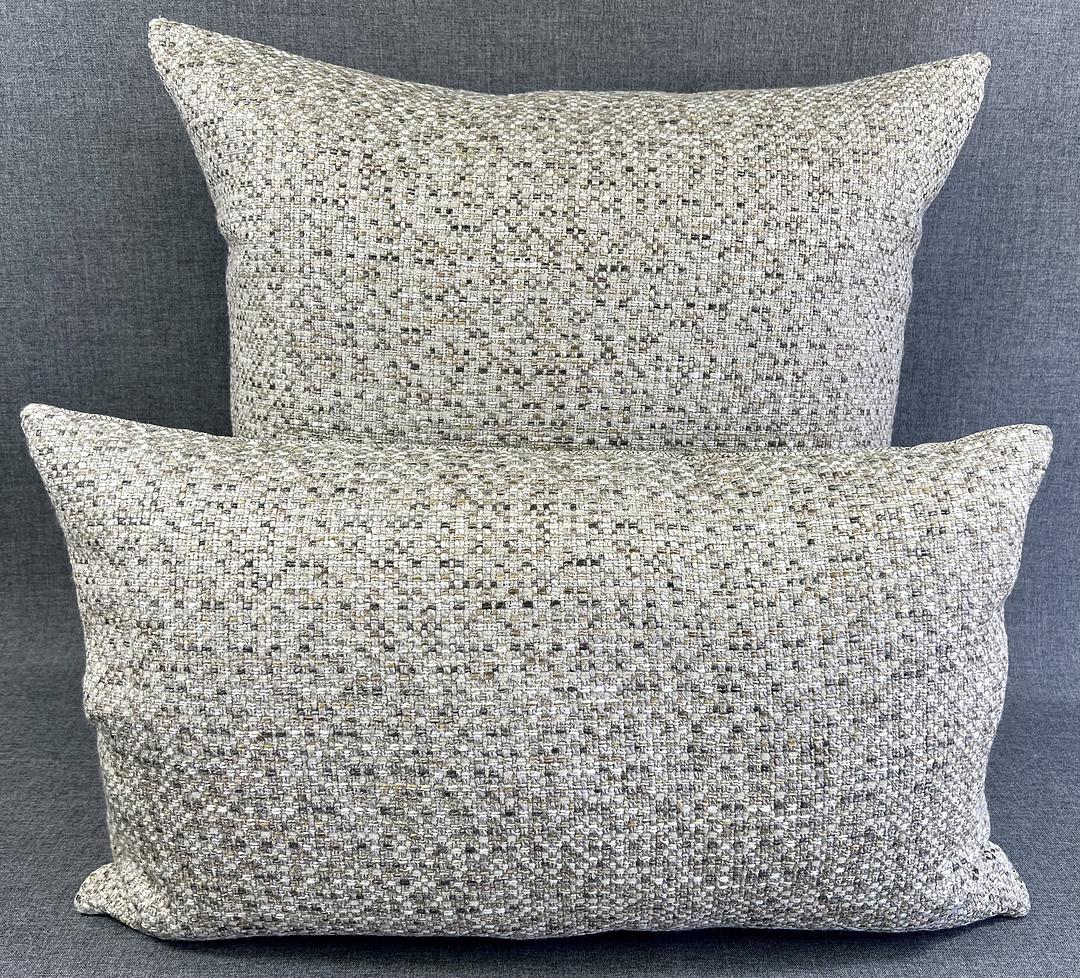 Luxury Pillow -  24" x 24" -  Thunderbird- Granite. Heavily textured fabric of tans, greys, browns, and charcoal with a diamond back pattern