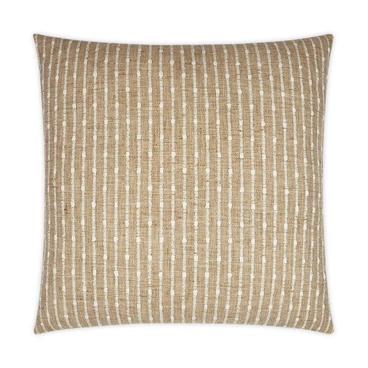 Luxury Pillow -  24" x 24" -  Kemp. Textured stripes of white on a burlap colored fabric