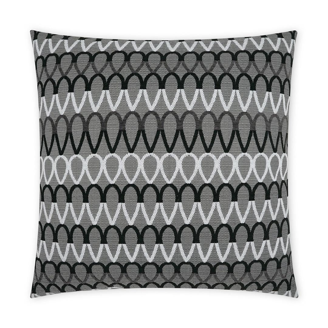 Luxury Pillow -  24" x 24" -  Lozenge. Tear drop shapes of black and white on a grey background