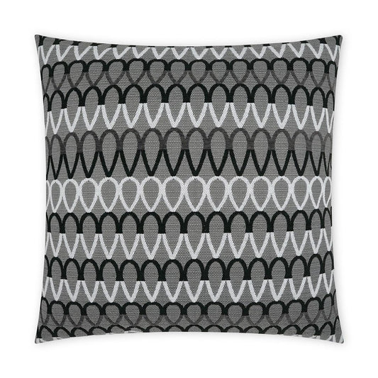 Luxury Pillow -  24" x 24" -  Lozenge. Tear drop shapes of black and white on a grey background