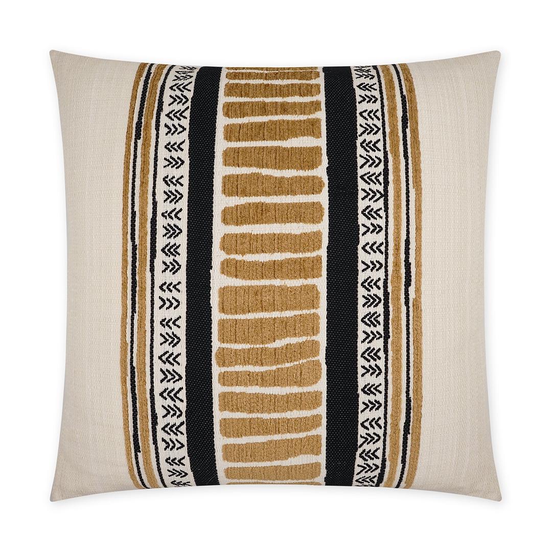 Luxury Pillow -  24" x 24" -  Cholula-Black; Black, Cream and Gold Striped, Patterned pillow