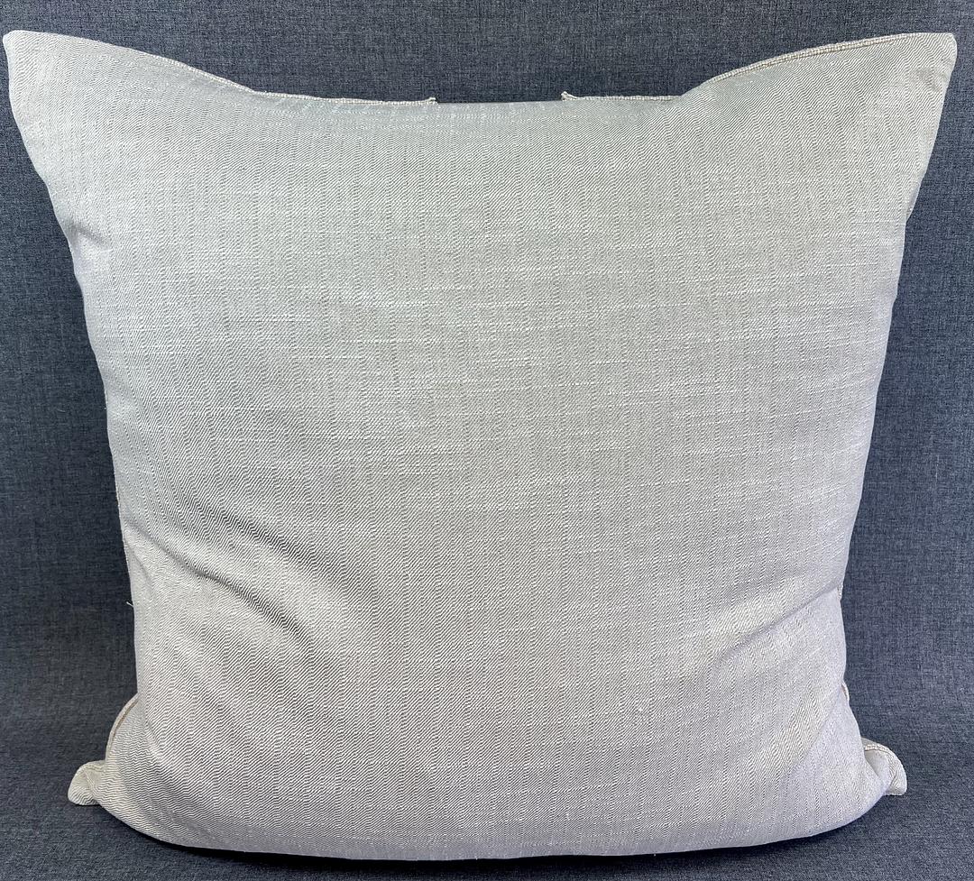 Luxury Pillow -  24" x 24" -  Legend- Linen. Real Leather and plush cotton on the front with a leather and linen back