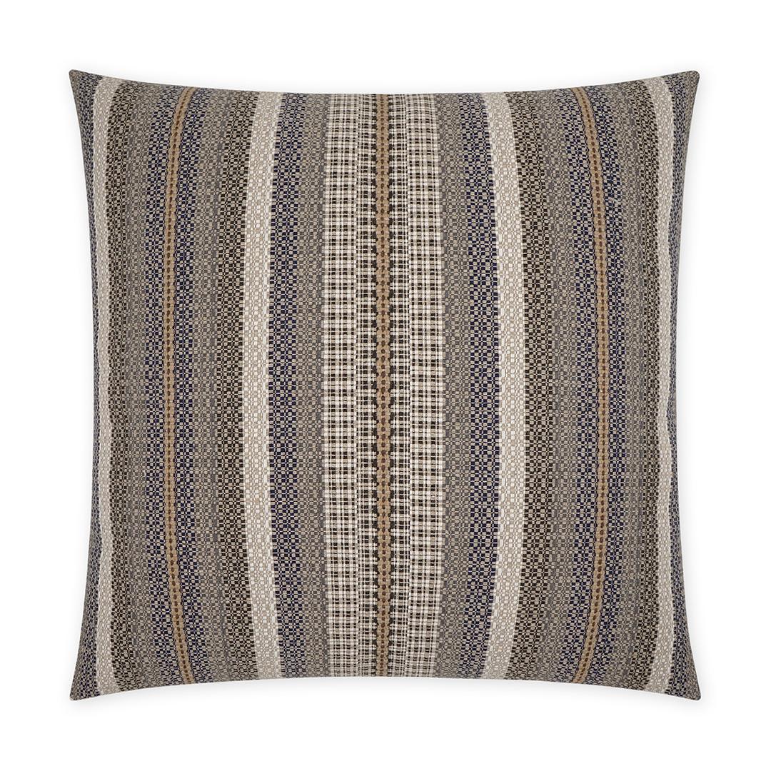 Luxury Pillow -  24" x 24" -  Lalam. Textured, Woven stripes of Blue, Grey, Cream and Black