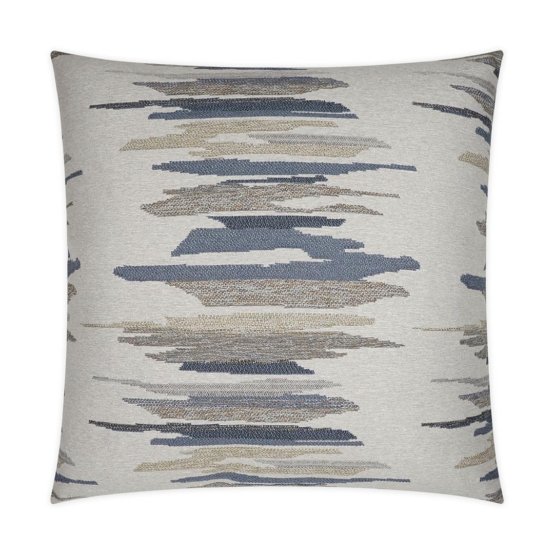 Luxury Pillow -  24" x 24" -  Chadford-Blue. Soft stripes of blue and grey on a cream colored background