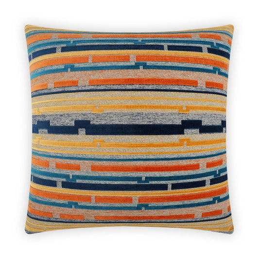 Luxury Pillow -  24" x 24" -  Punctuate-Sunset. Add a touch of the southwest with these lines of teal, blue, yellow and orange