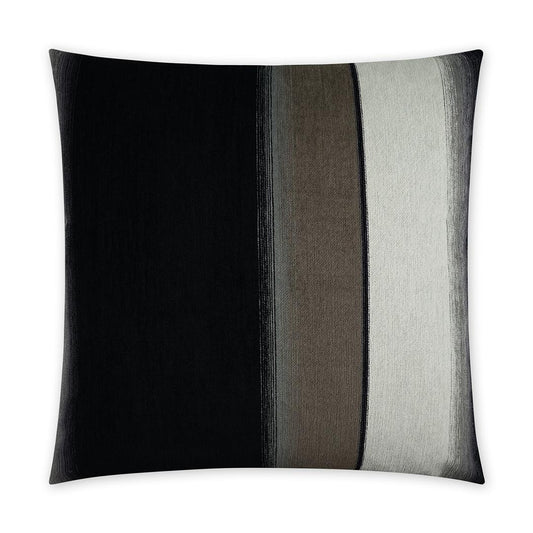 Luxury Pillow -  24" x 24" -  Kamara- Ebony. Elegant, bold stripes of Black, Brown and Cream