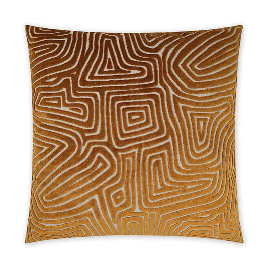 Luxury Pillow -  24" x 24" -  Vertigo-Rust. Rust coloured shapes set on a cream background