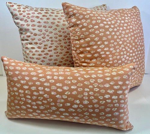 Luxury Outdoor Lumbar Pillow - 22" x 12"- Pink Leopard Cream