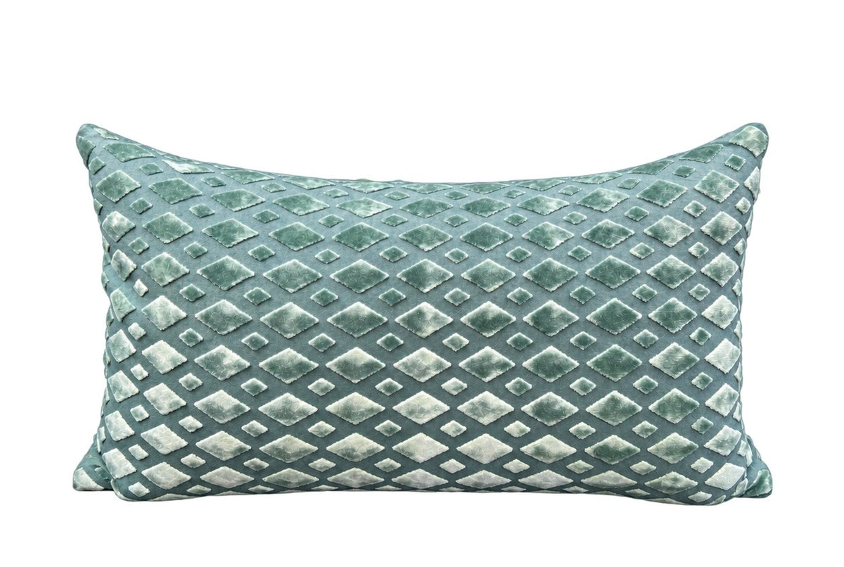 Bassey Seafoam – 24" × 14" Luxury Lumbar Pillow