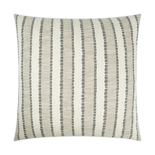 Luxury Pillow - 24" x 24" - Inca Trail-Fog; Textural weave stripe fabric of Taupe, Ivory and  tan