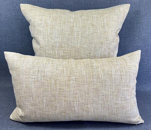 Luxury Pillow -  24" x 24" - Honey Mustard; Textured/Linen Honey color fabric with hues of ivory/beige and a solid ivory back.