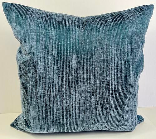 Luxury Pillow -  24" x 24" -Coronado Blue; A subtle verticle striped denim blue textured fabric.