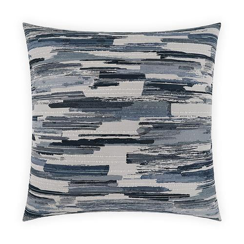 Luxury Pillow - 24" x 24" - Mixed Media-Cobalt; various shades of blue and white in a textural abstract pattern on both sides