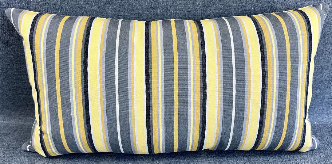 Luxury Outdoor Lumbar Pillow - 22" x 12"- Seville Stripe No Piping