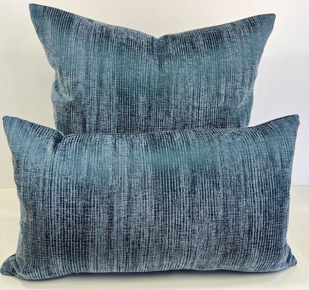 Luxury Pillow -  24" x 24" -Coronado Blue; A subtle verticle striped denim blue textured fabric.