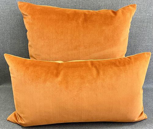 Luxury Lumbar Pillow - 24" x 14" - Cinnamon Velvet; Bright orange solid in a creamy smooth velvet fabric on both sides