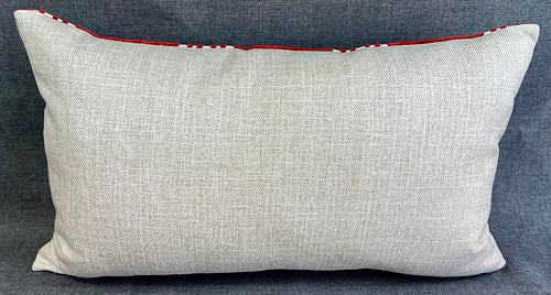 Luxury Lumbar Pillow - 24" x 14" - Red Radar; Red and ivory in Abstract Pattern with ivory fabric on the back