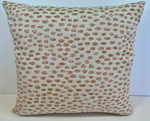 Luxury Outdoor Pillow - 22" x 22" - Pink Leopard cream ; Sunbrella, or equivalent, fabric with fiber fill