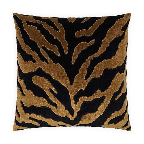 Luxury Pillow -  24" x 24" -  Zoolander; Fun Zebra print on a soft textured fabric in browns and black. Black fabric on the back