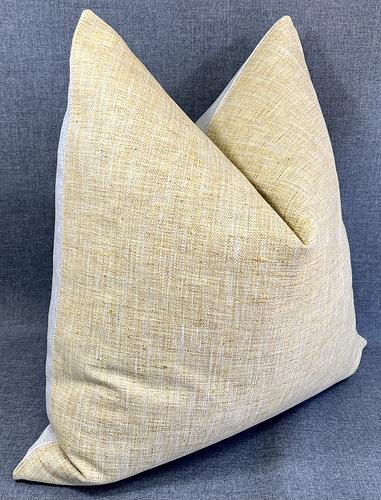 Luxury Pillow -  24" x 24" - Honey Mustard; Textured/Linen Honey color fabric with hues of ivory/beige and a solid ivory back.