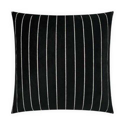 Luxury Pillow -  24" x 24" -Bizete Ebony ; Black plush fabric with ivory stripes with an ivory back