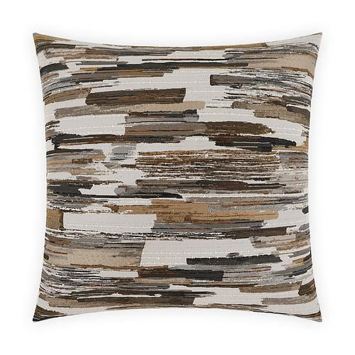 Luxury Pillow - 24" x 24" - Mixed Media-Desert; various shades of brown and white in a textural abstract pattern on both sides