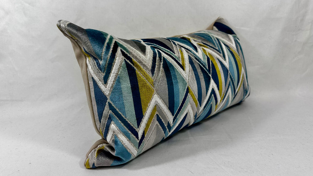 Facet Ocean – 24" × 14" Luxury Lumbar Pillow