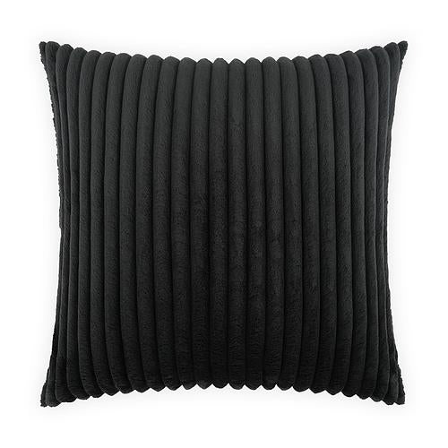 Luxury Pillow - 24” x 24” - Megga-Jet; Deep black wide wale soft corduroy in a vertical pattern same on both sides