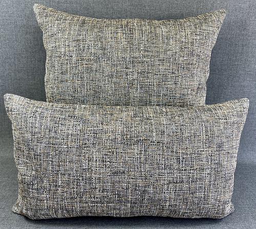 Luxury Pillow -  24" x 24" -  Harris Lumbar-Cola. Lovely woven texture of grey, tan, black and silver